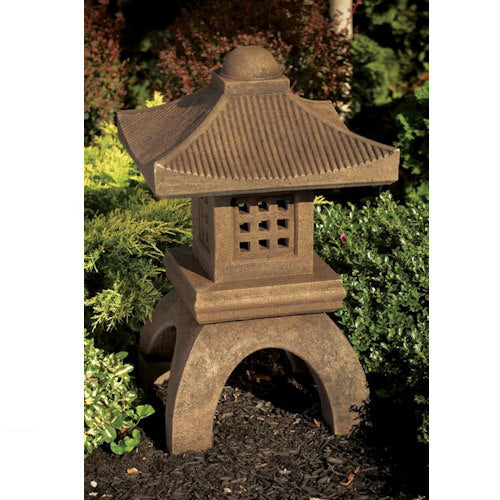 Pagoda Square Japanese Lantern Sculpture 30.5" High
