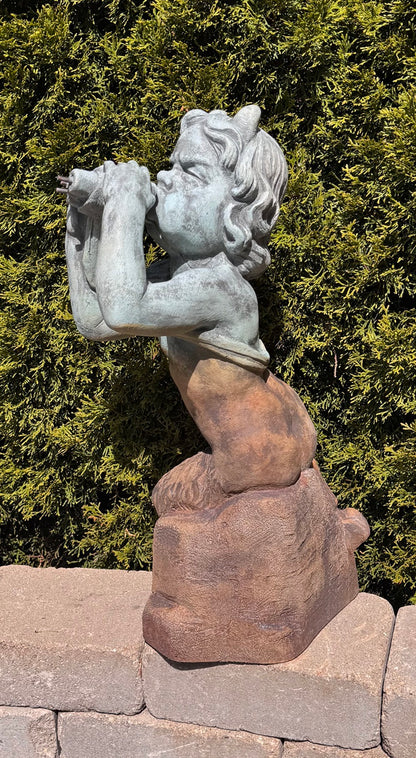 Pan Greek God with flute water feature for fountains Garden statue