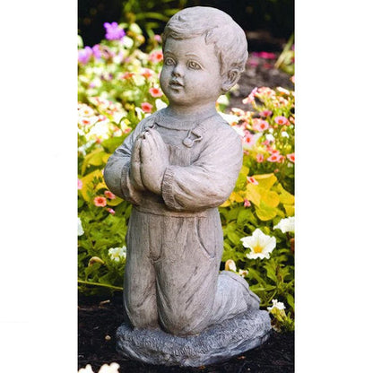 Peaceful Boy Praying Garden Statue 21" High