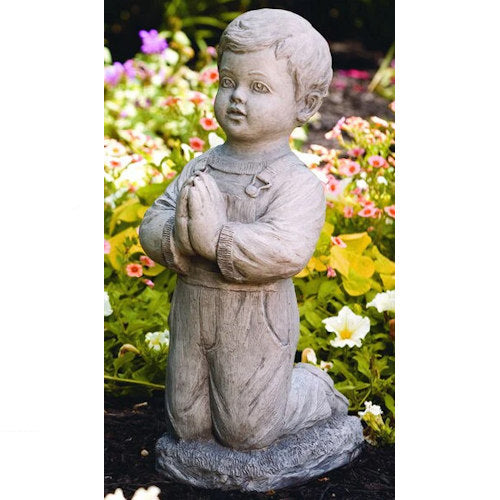 Peaceful Boy Praying Garden Statue 21" High