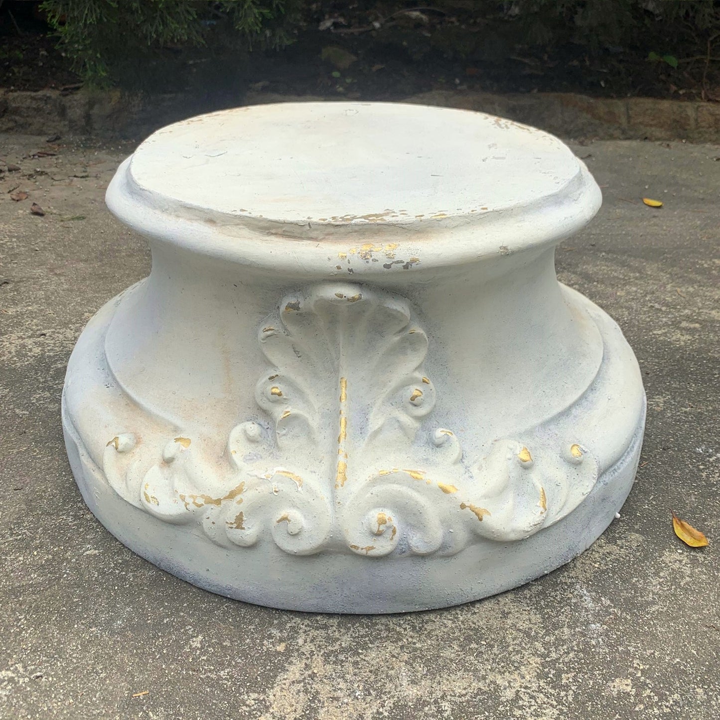 Antique Grey Sculpted Pedestal Base – Resin Statue Stand for Statuary and Sculptures