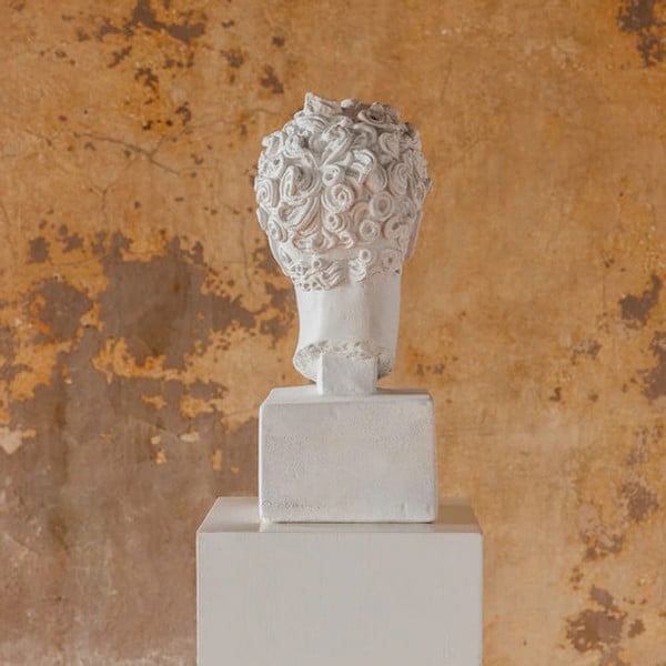 Perseus Art Grade Plaster Bust sculpture curly hair statue back view