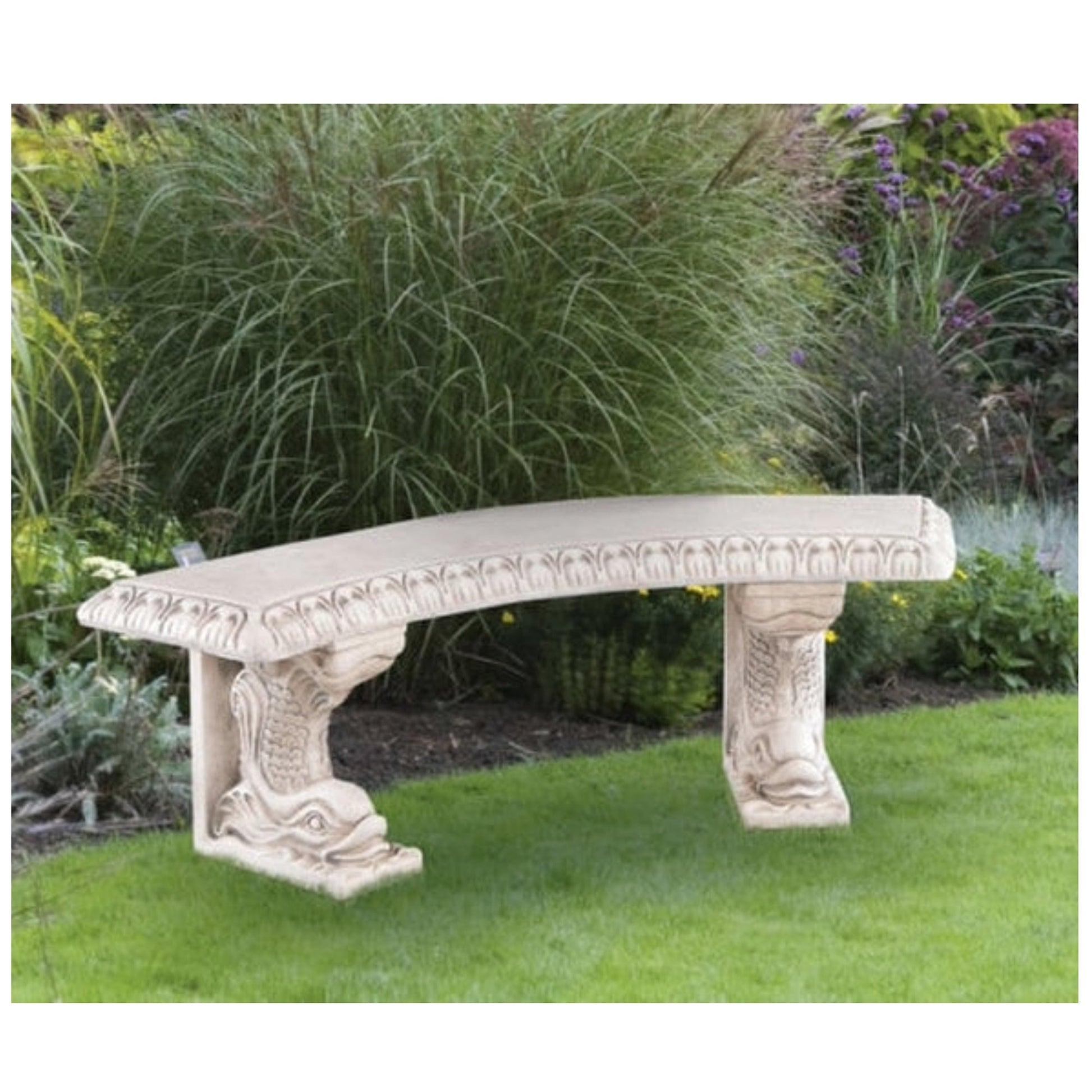 Curved Bench with Pisces Motif
