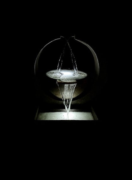 Photo Shown at Night Crescent Two Spill Garden Fountain Plus Light