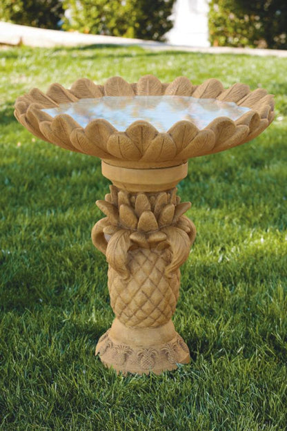 Aloha cast stone birdbath garden sculpture by Massarelli Statuary