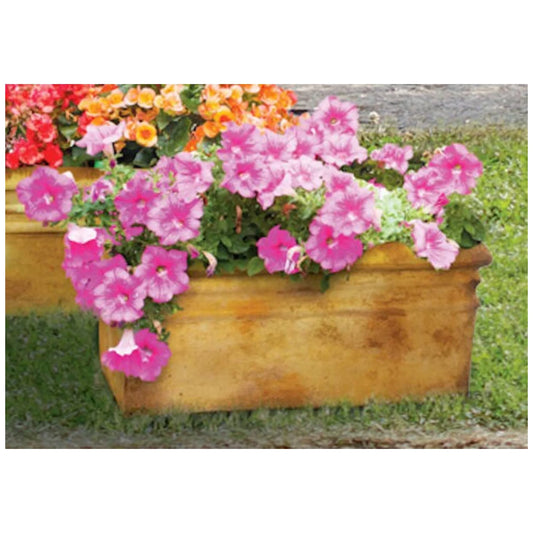 Planter Rectangle Box Medium Rimmed Cement Stone Heavy Simple