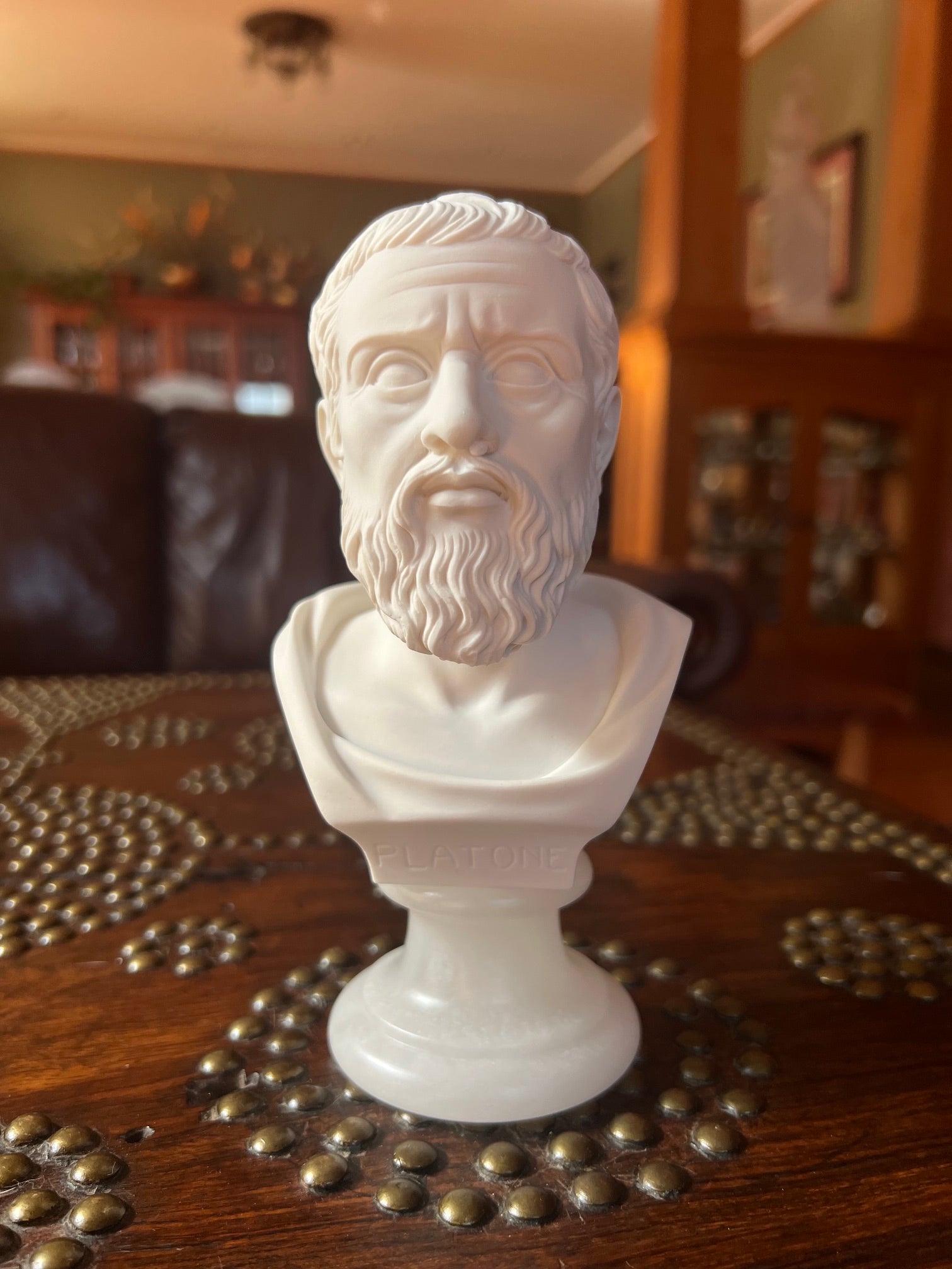 Plato philosopher Italian alabaster bust sculpture 6 inches high