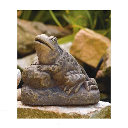 Pond Frog On Rock Statue 5.5" High