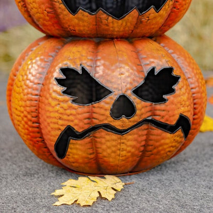 Bottom head close up Pumpkins Jack-O-Lantern Totem Decoration