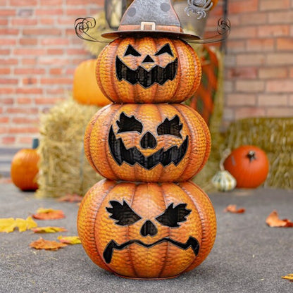 Pumpkins Jack-O-Lantern Totem Decoration Stacked Sculpture
