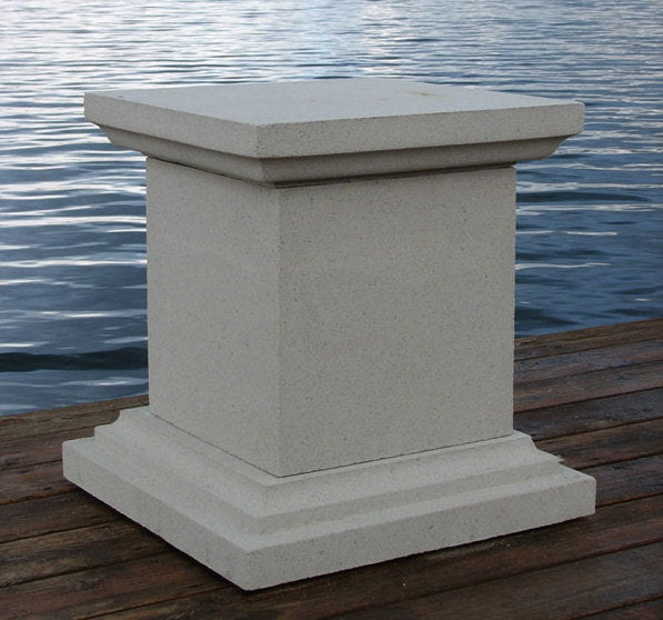 Queen Anne garden pedestal with 19 inch square top Cast stone base for urns planters and sculptures