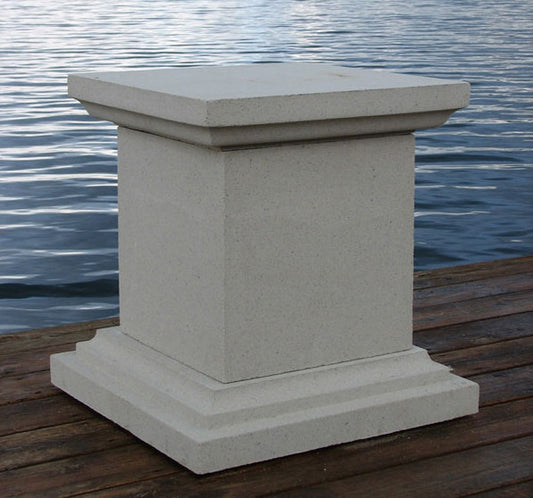 Queen Anne garden pedestal with 19 inch square top Cast stone base for urns planters and sculptures
