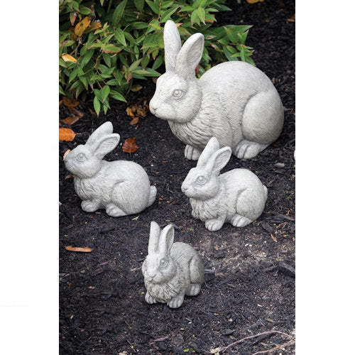 Rabbit Family Set of Four – Cast Stone Garden Bunny Statues
