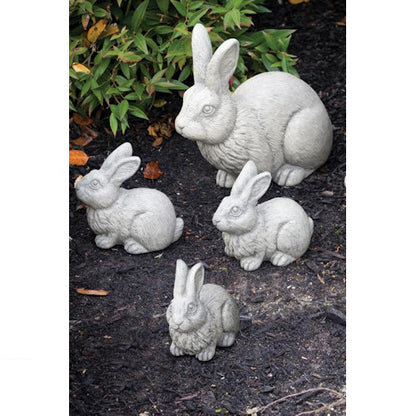Rabbit Family Set of Four – Cast Stone Garden Bunny Statues