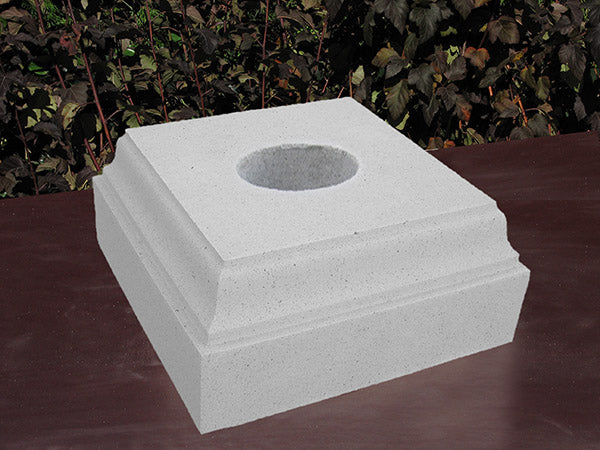Raleigh cast stone pedestal base 10 inches high Low profile garden plinth with 18 inch square top