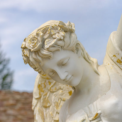 Renaissance Angel Garden Life-Size Statue  close up of angelic face