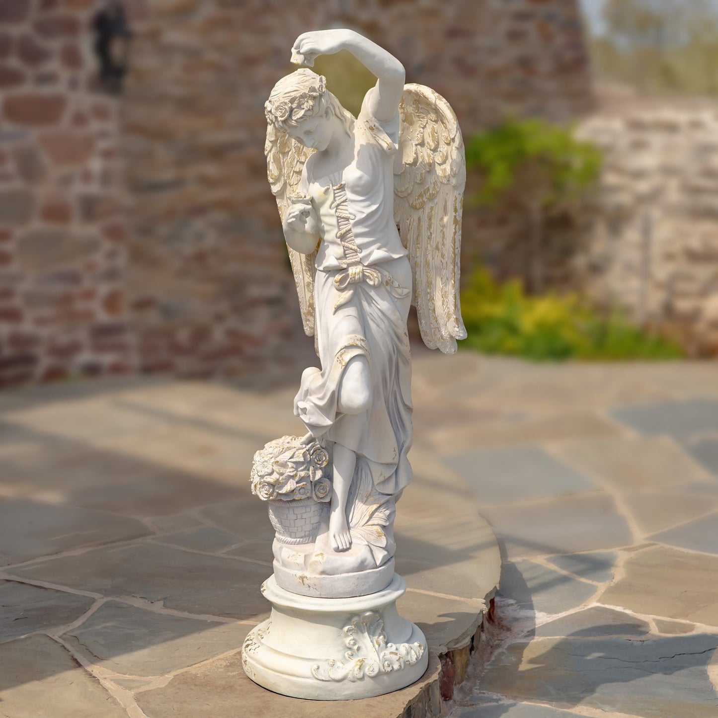 Renaissance of the Heavens Life-Size Angel Statue Shown with optional base