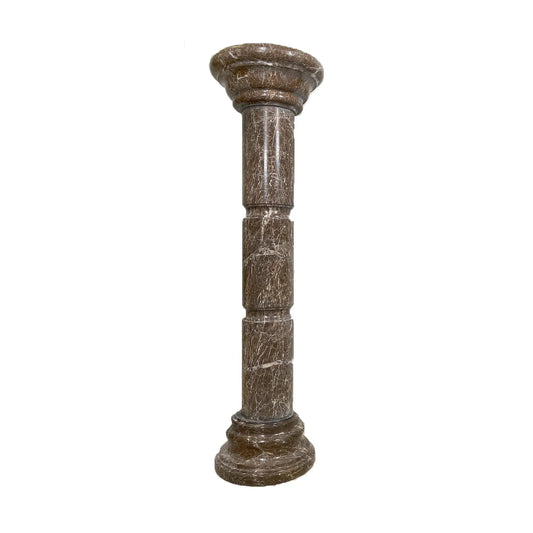 Rich Veined Brown Emperador Marble Pedestal Spain inspired column for display