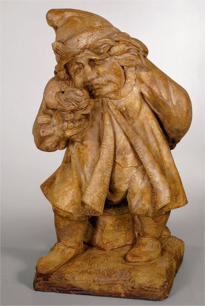 Gnome Of Pity Sculpture Garden Statue Cast Stone Rose Offering holding a rose