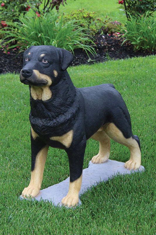 Realistic Rottweiler garden statue hand painted cast stone dog sculpture
