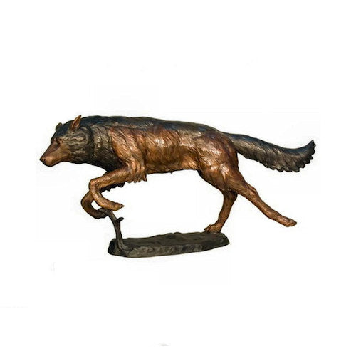Life size Running Wolf Bronze Sculpture Monumental Statue Great for Lodges