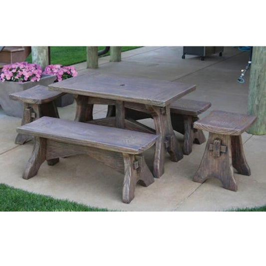 Rustic Table Garden Set Cement