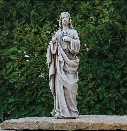 Sacred Heart of Jesus garden statue 17.75 inch Catholic outdoor resin figure
