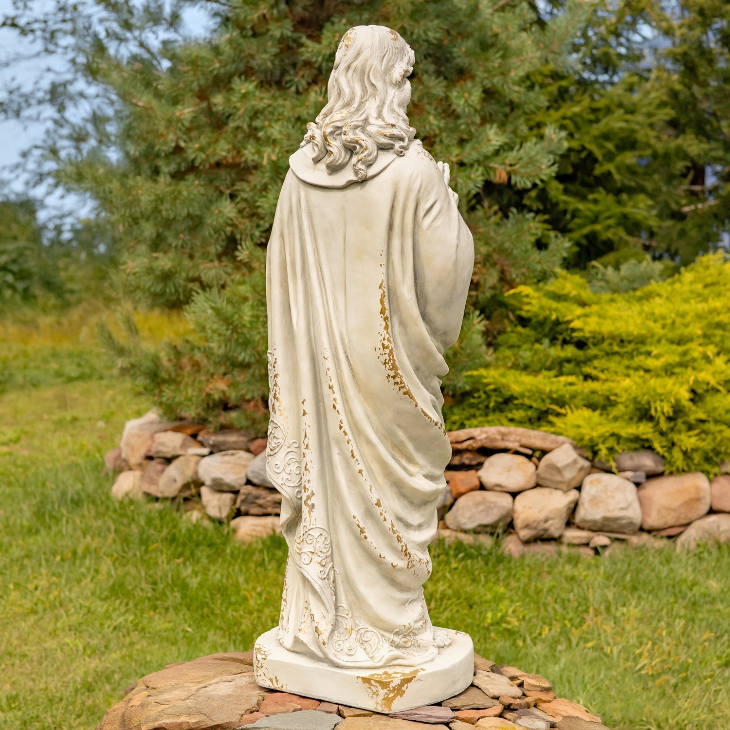 Back view of sculpture Blessed Heart of Jesus Devotional Statue