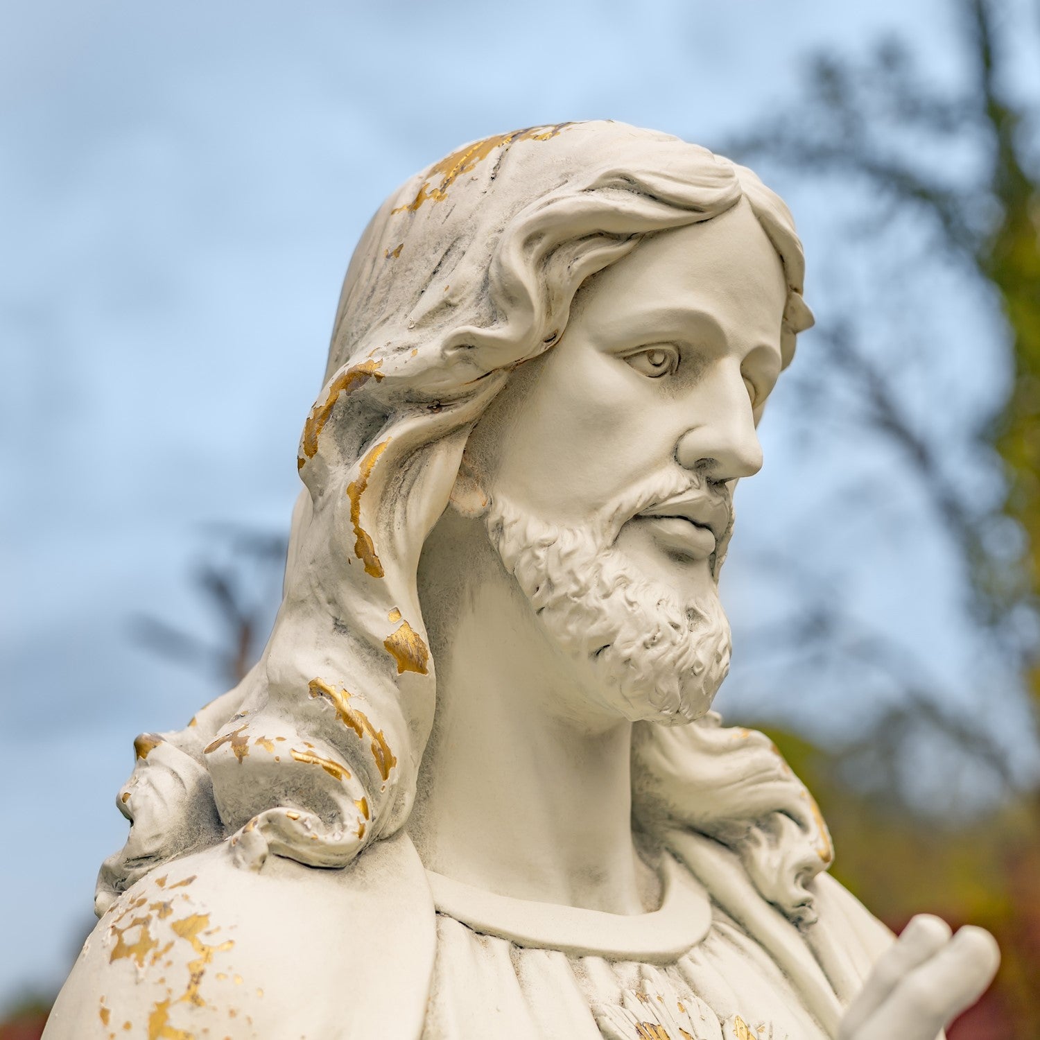 religious garden statue Jesus sacred heart blessing with hand sculpture
