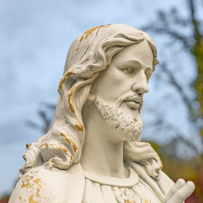 religious garden statue Jesus sacred heart blessing with hand sculpture