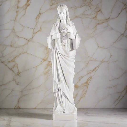 Catholic Jesus sculpture in bonded marble outdoor shrine