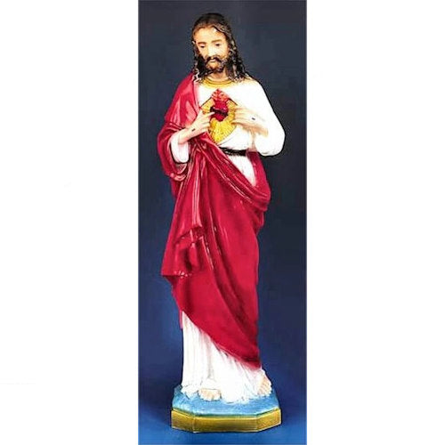 Sacred Heart of Jesus Garden Statue painted in traditional colors