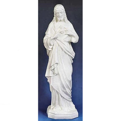 Sacred Heart Of Jesus White Garden Statue 24 inch outdoor Church Sculpture