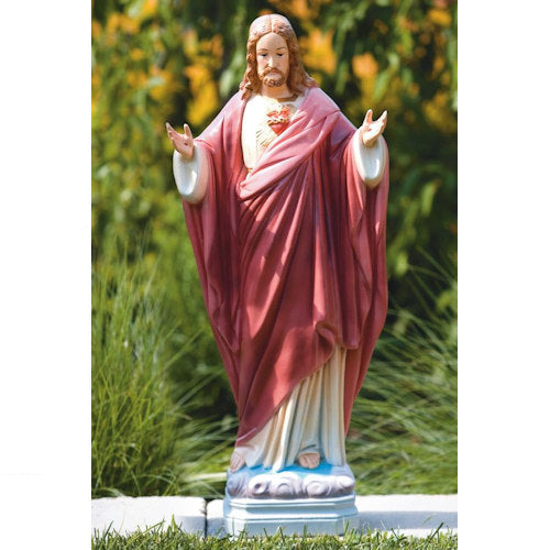 Sacred Heart Of Jesus With Open Arms 25"High Traditionally Colored