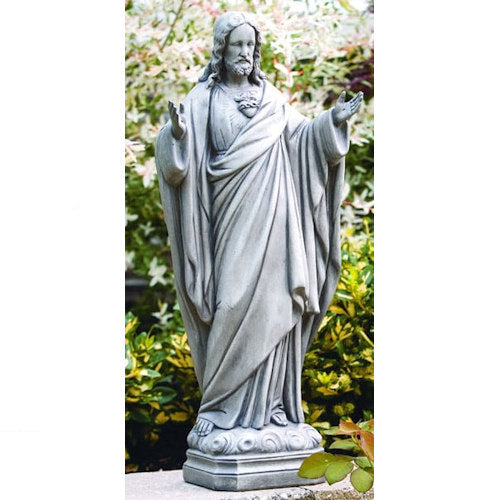 Sacred Heart Of Jesus With Open Arms 25" High Cement