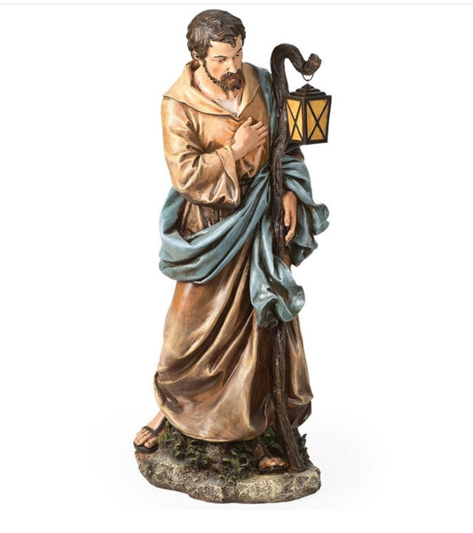 Saint Joseph with lantern religious garden statue 38 inches high