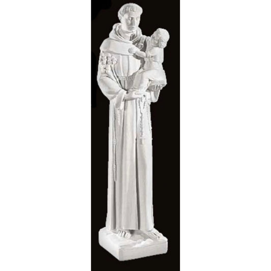 Carrara Marble Saint Anthony with Child Made in Italy Sculpture