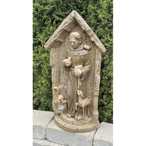 Saint Francis in Grotto cement casting cement Religious Catholic Decor
