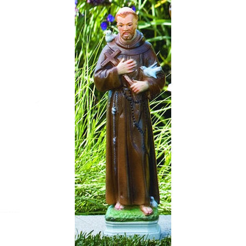 Saint Francis of Assisi Statue Stone Outdoor Cement Cast Colored Art