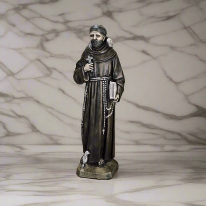 Saint Francis with Bible & Cross Garden Statue 24" High
