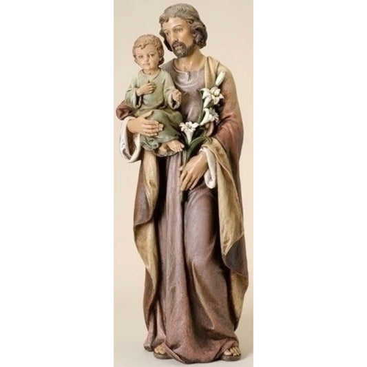 large-scale replica of Saint Joseph child bunch of white lilies statue