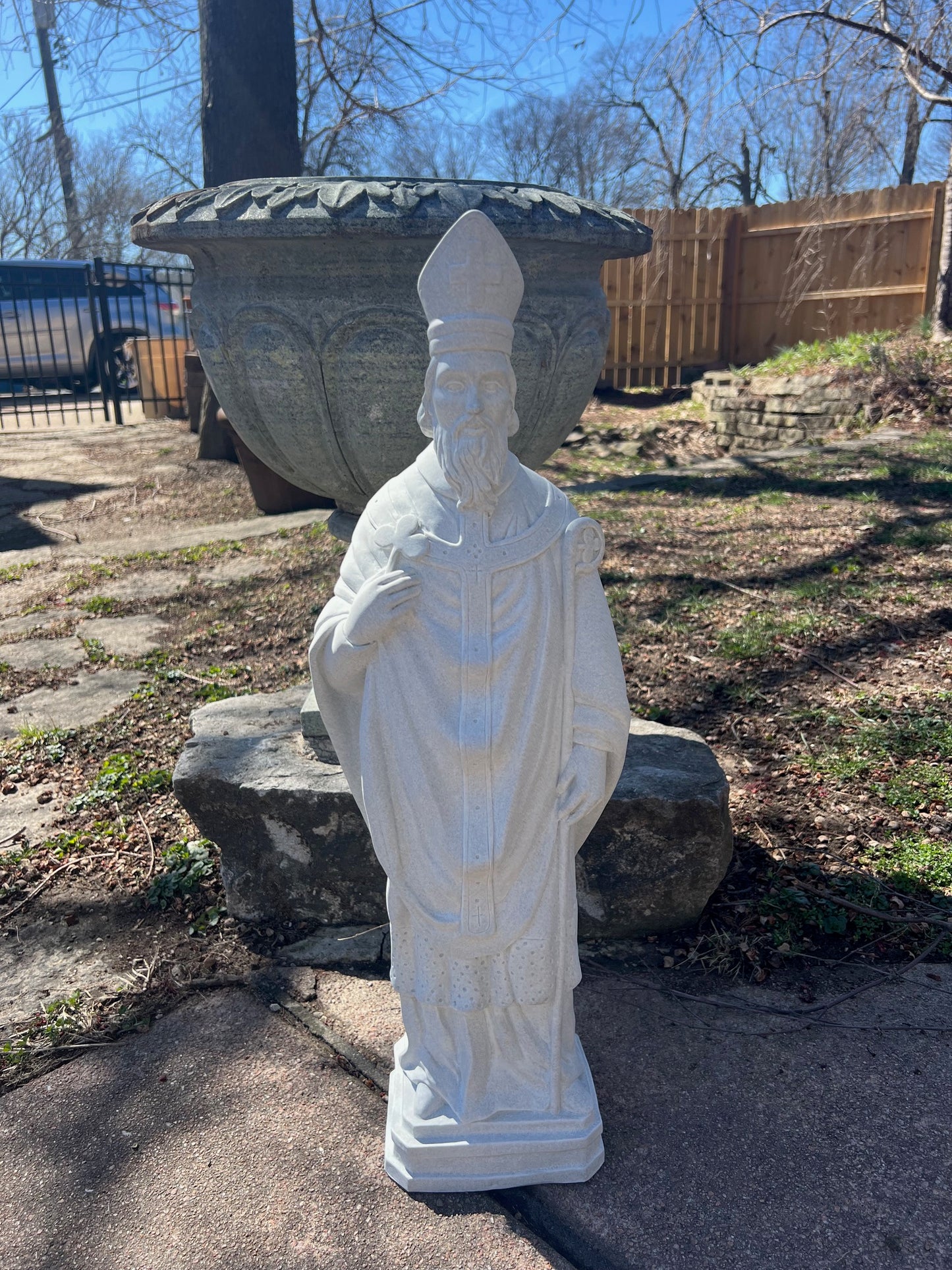 Saint Patrick statue 24" faux granite finish Irish patron saint sculpture outdoor