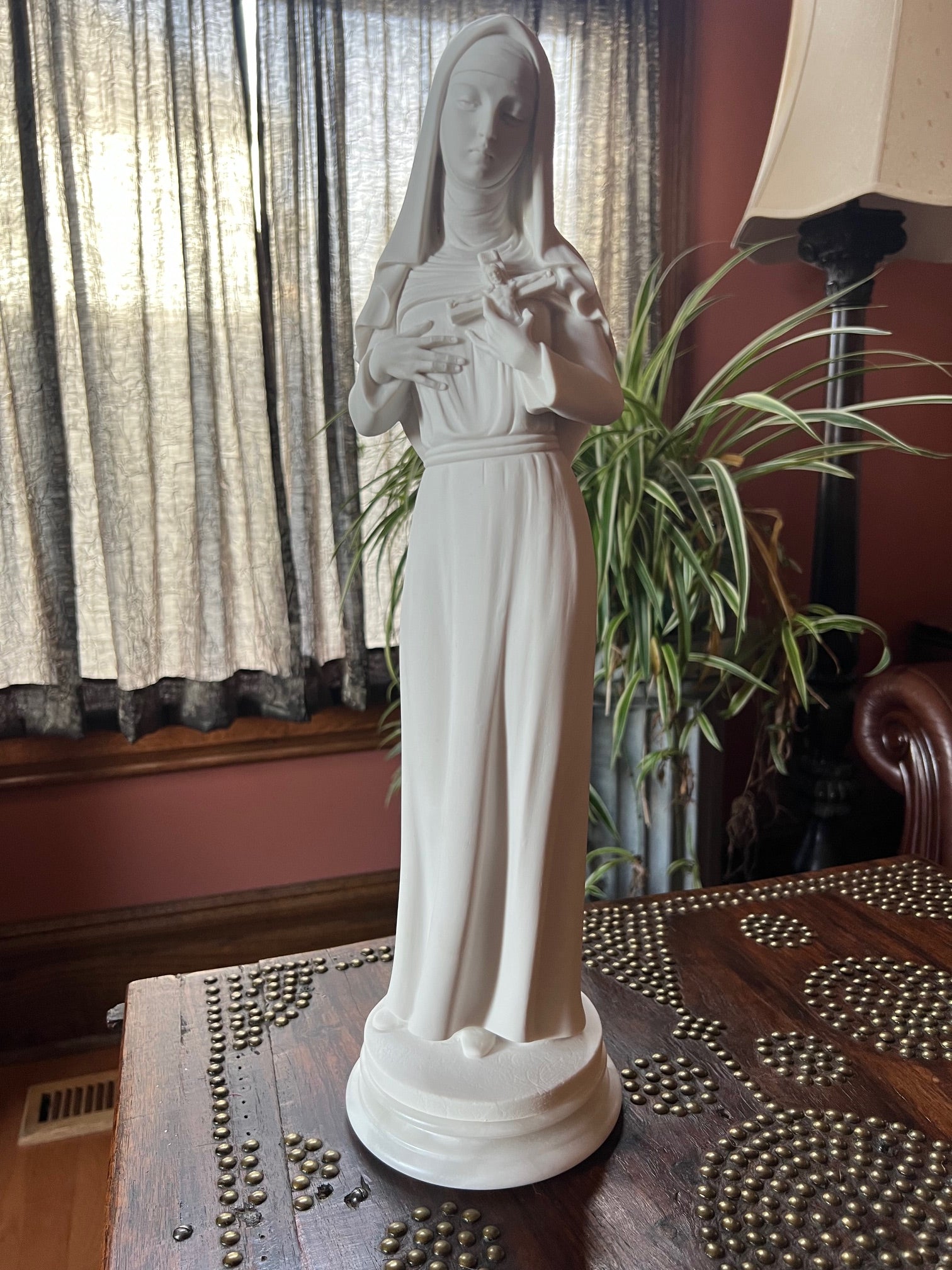 Saint Rita of Cascia Italian alabaster devotional figure for church or home