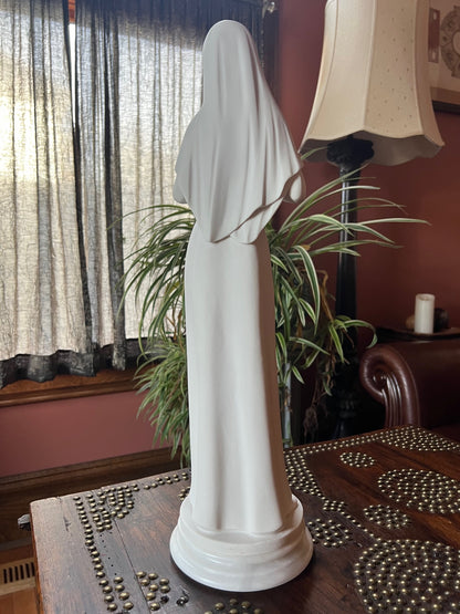 Back view Italian Saint Rita statue patron saint of impossible causes devotional sculpture