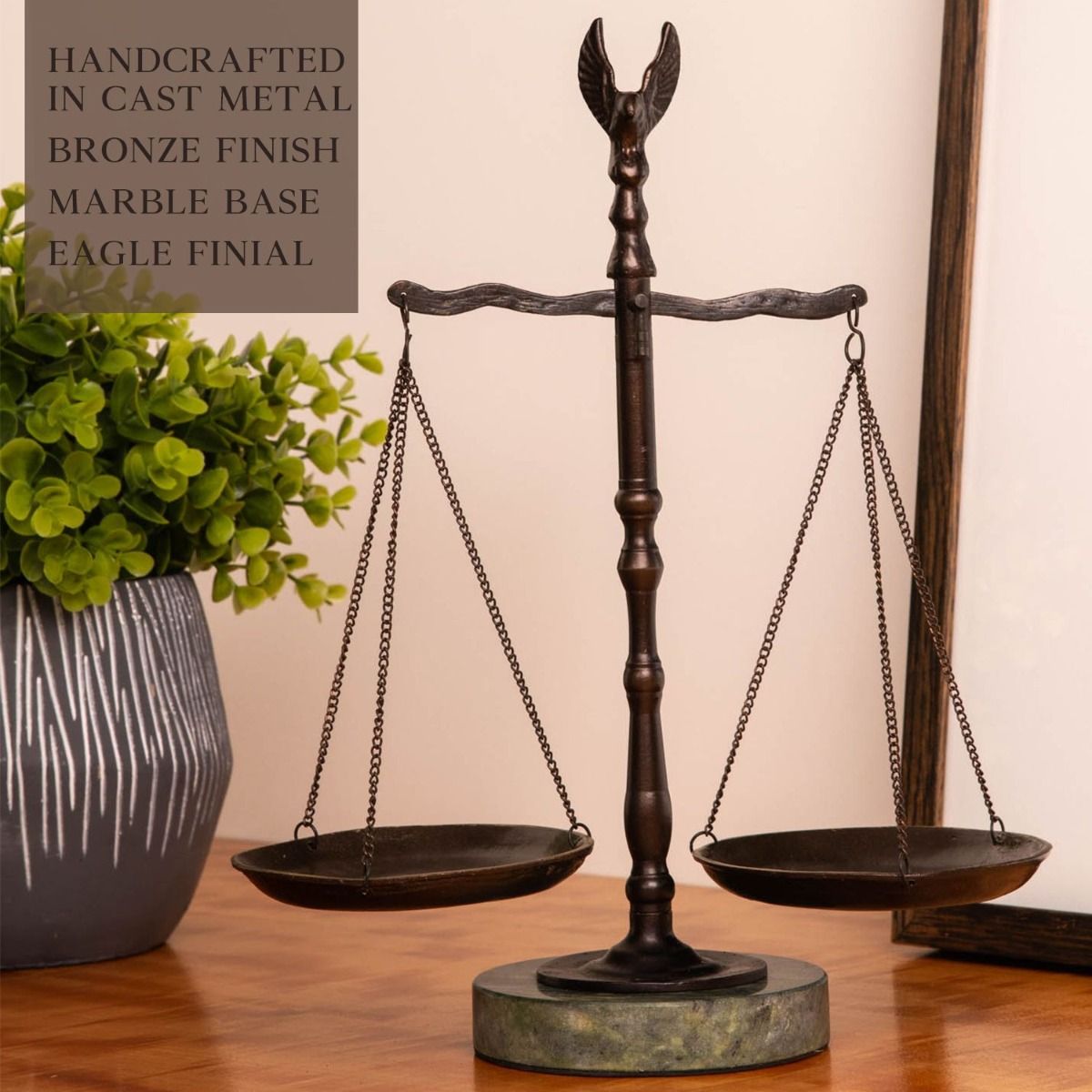 Scales of Justice Sculpture Eagle Finial 12.5" High
