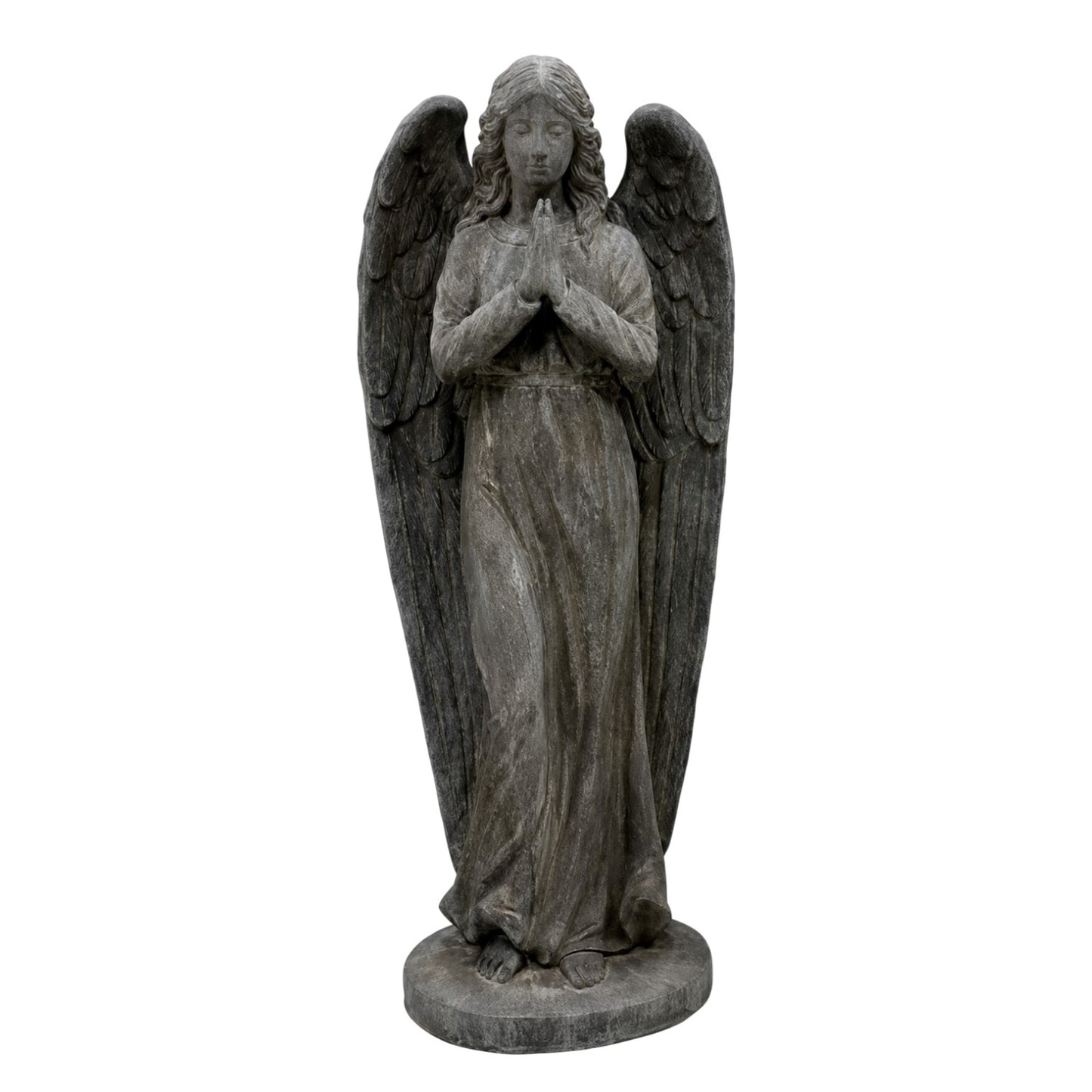 Seraphina praying guardian angel statue standing in a garden 