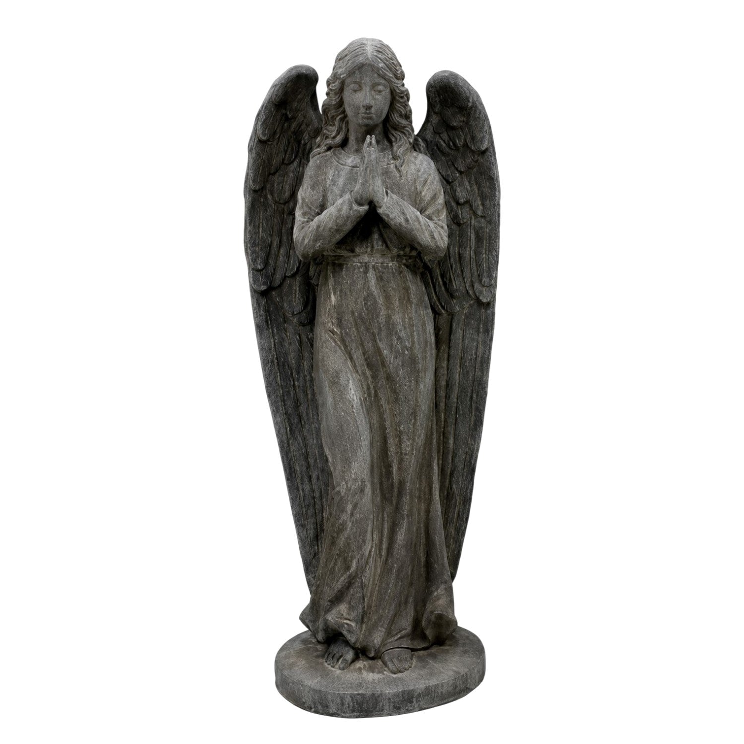Seraphina praying guardian angel statue standing in a garden 