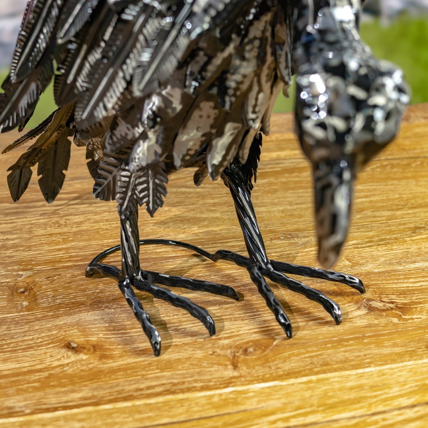 Set of 2 Galvanized Iron Vulture Figurines "Scavenger & Swoop" - angle 7