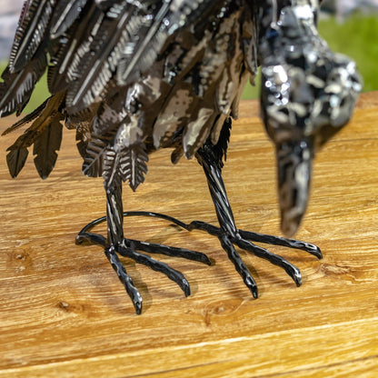 Set of 2 Galvanized Iron Vulture Figurines "Scavenger & Swoop" - angle 7