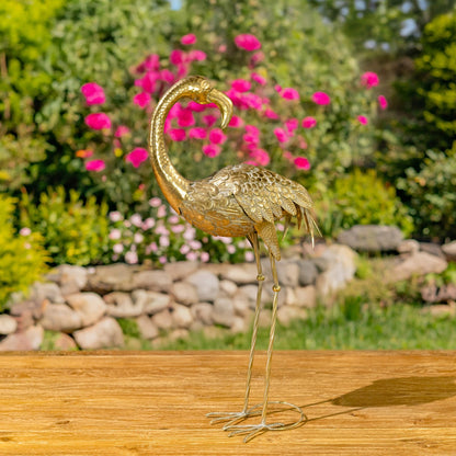 Set of 4 Assorted Metallic Gold Flamingo Garden Figurines - angle 3